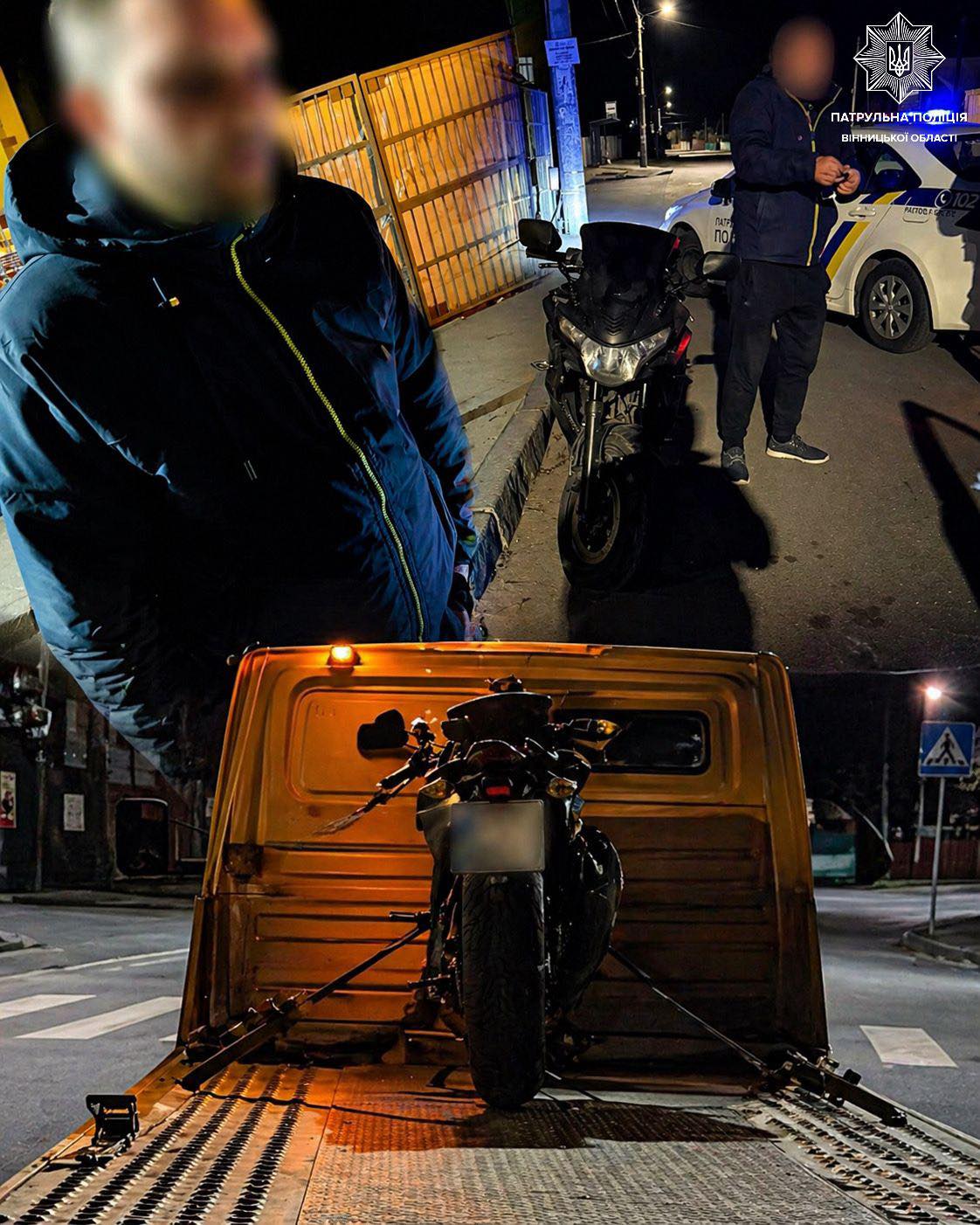 У Вінниці зупинили п’яного мотоцикліста, який не мав права керування
