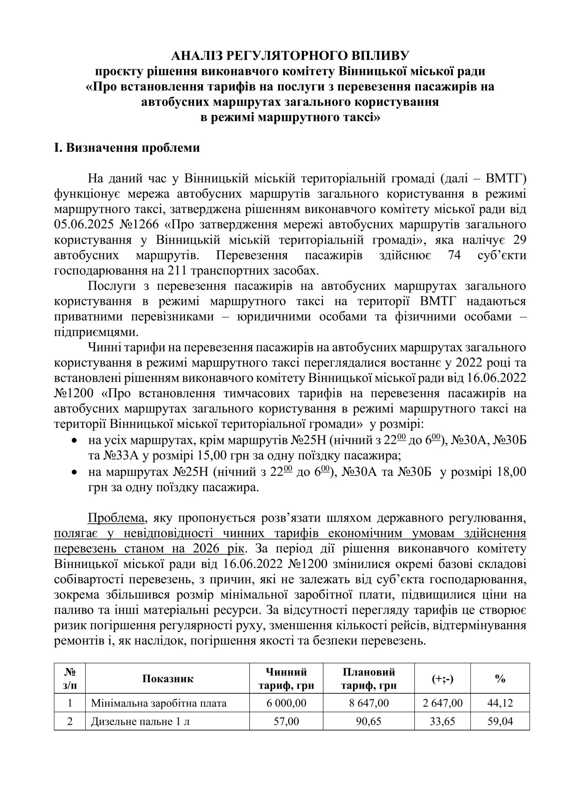 Оприлюднюємо повний пакет документів проєкту рішення про підвищення цін за проїзд у вінницьких машрутках