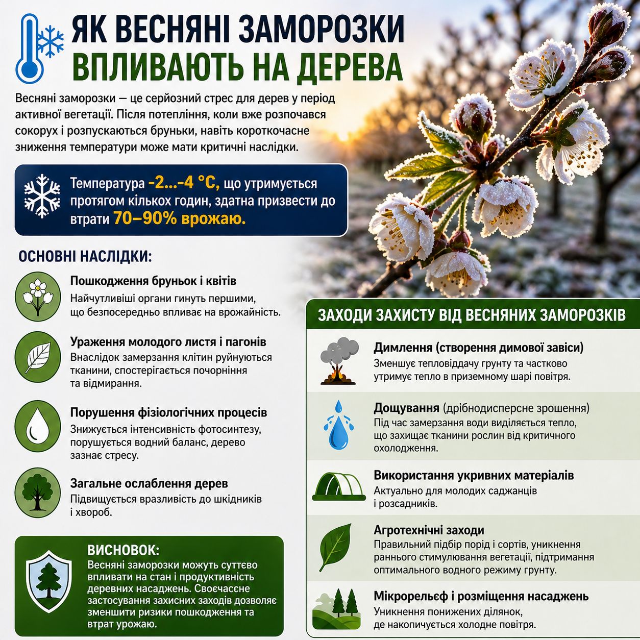 Квітень у саду: Як весняні заморозки впливають на дерева
