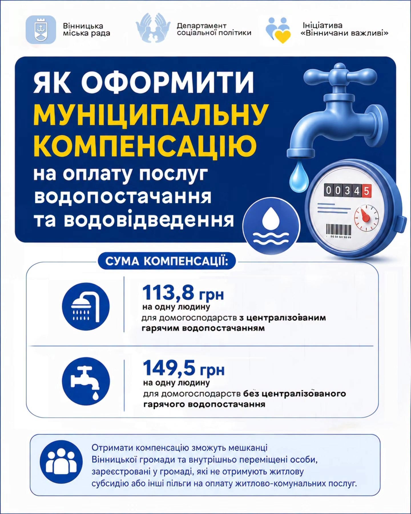 Компенсація за воду: Вінницька влада оприлюднила інструкцію, як отримати кошти