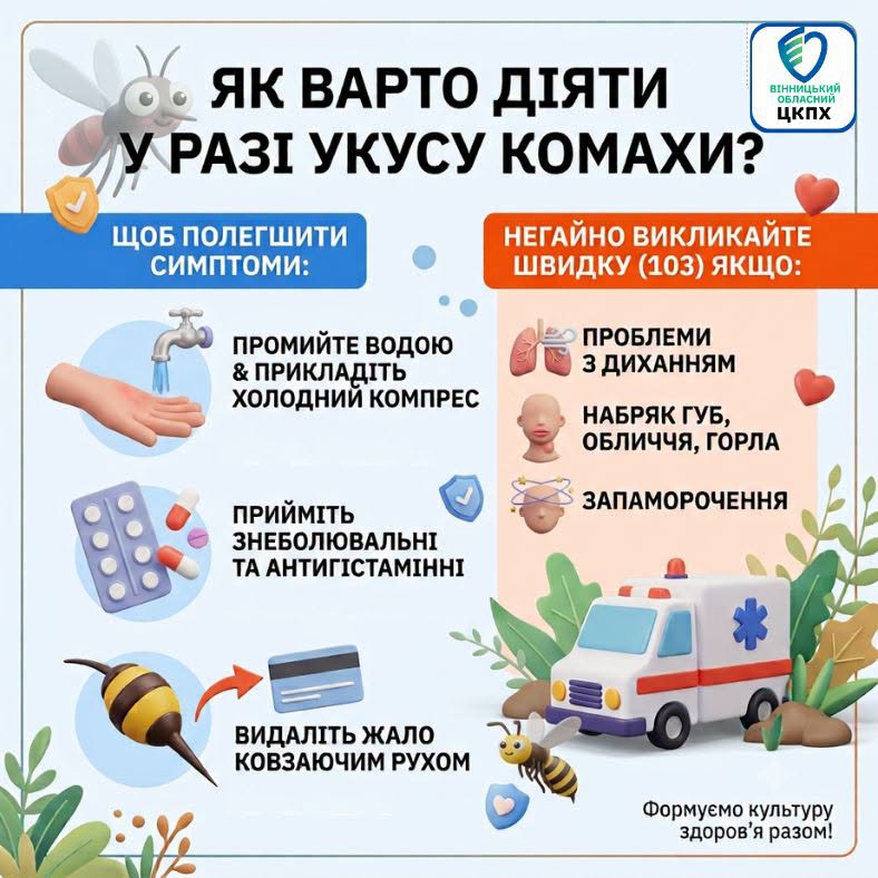 Комахи, комарі, оси, бджоли, мошки: поради вінничанам при укусах