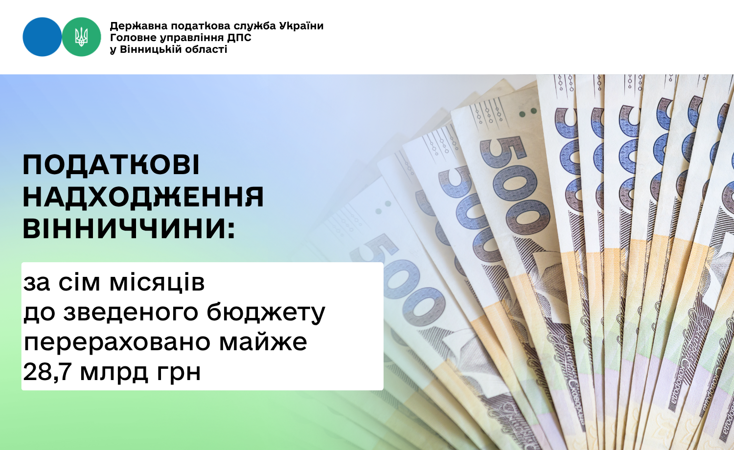 На Вінниччині з початку року зібрали понад 28 мільярдів гривень податків