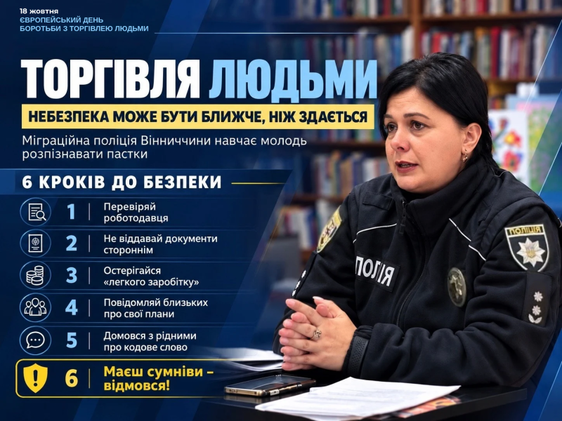 Вінницькій молоді розповіли про небезпечні пастки торгівців людьми