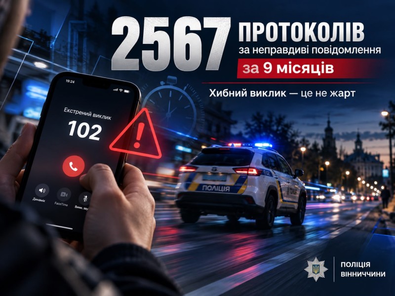 На Вінниччині до поліції надійшло понад дві з половиною тисячі хибних викликів
